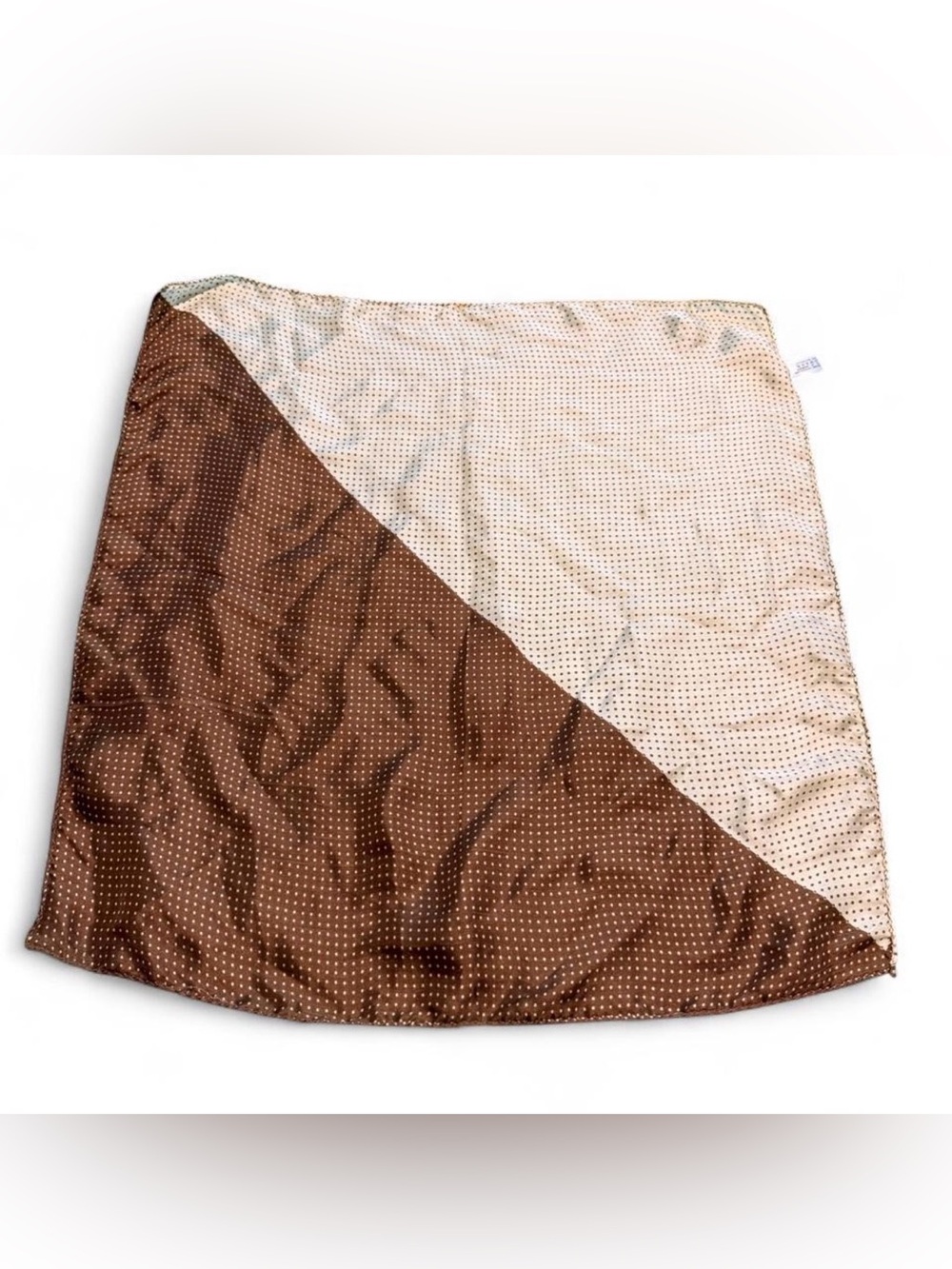 Brown and beige polka dot silk handkerchief